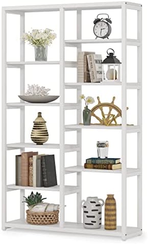 Tribesigns Bookshelf Bookcase, White 10-Open Shelf Etagere Bookcase, Simple Book Shelves Display Shelf Storage Organizer for Living Room Home Office (White)