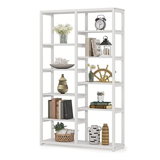 Tribesigns Bookshelf Bookcase, White 10-Open Shelf Etagere Bookcase, Simple Book Shelves Display Shelf Storage Organizer for Living Room Home Office (White)