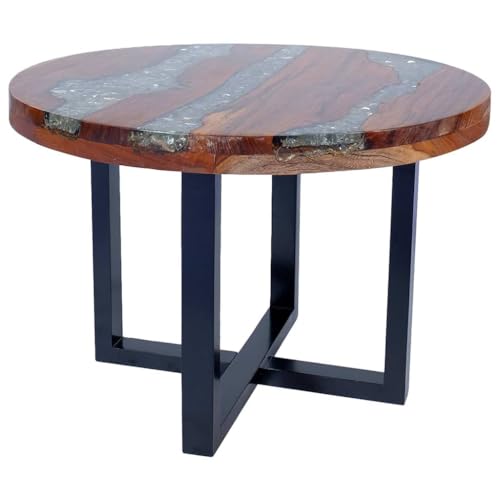 Mesa de centro de resina de teca 60 cm mueble de salon auxiliar 7