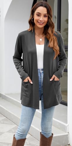 Image of Newchoice Womens Lightweight Long Sleeve Cardigans with Pockets Summer Casual Open Front Sweater Cardigan Duster