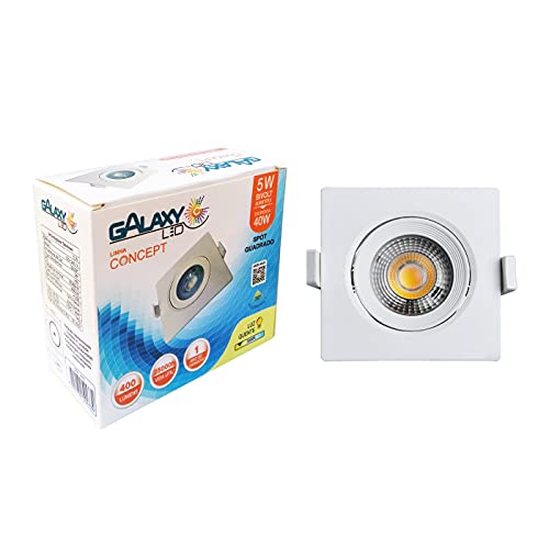 SPOT LED QUADRADO DIRECIONAVEL EMBUTIR 5W BRANCO QUENTE 3000k BIVOLT - GALAXY