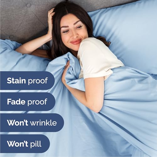 Image of Cal King 6 Piece Bed Sheet Set - Breathable & Cooling Sheets - Baby Blue | Ultra-Soft Hotel Luxury Bedding Set with 8-16 Inch Deep Pockets, 1 Flat & 1 Fitted Sheet & 4 Pillowcases, Wrinkle & Fade Free