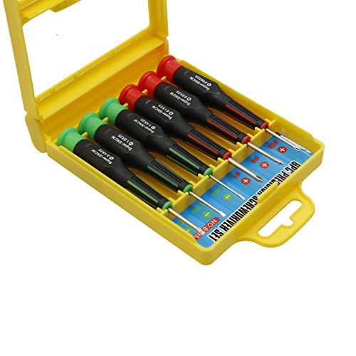 Ferrestock FSKCS6RP Set Di 6 Cacciaviti Piatti/Philips Di Precisione Con Manico In Acetato Bi-Materiale Con Diversi Colori Per Differenziarli, Ideale Per Lavori Di Orologeria Ed Elettronica - 2