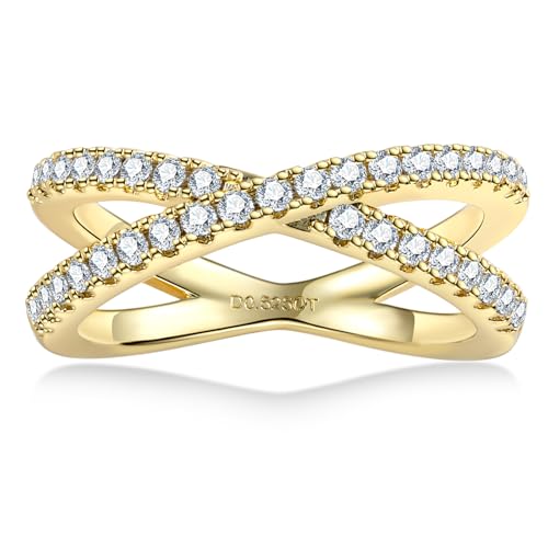 Moissanite Wedding Band 5 Stone/12 Stone 3MM D Color VVS1 Clarity Rope Twisted/Open Crossover/Half/Eternity Band 14K Gold Platin Anniversary Rings Promise Rings for Mom Wife Jewelry