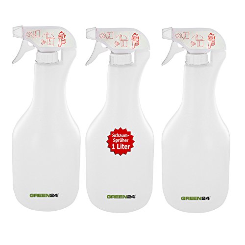 GREEN24 3 x Schaum-Sprüher 1 Ltr. für Sprühschaum oder feinen Sprühnebel - Für Haus & Garten Handsprüher Pumpsprüher Zerstäuber