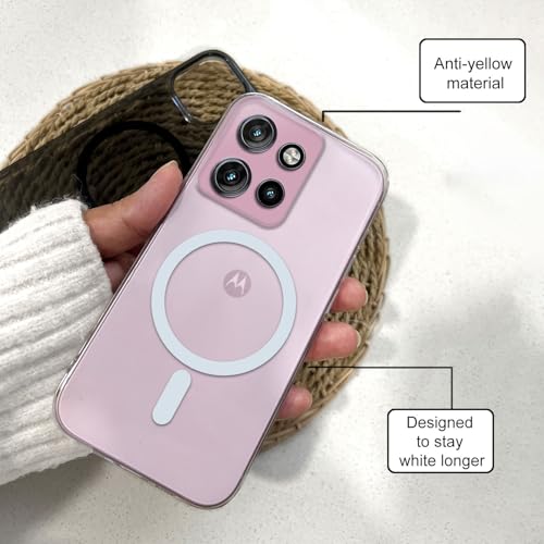 Image of COLORflow Back Cover Compatible with Motorola Moto Edge 50 Neo 5G | White Crystal Clear | MAG-Safe | Slim Soft Touch Case with Anti-Slip Grip & Camera Protection