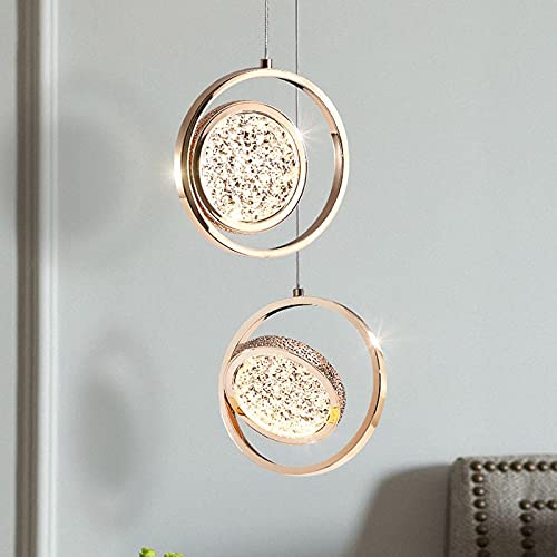 Pendentif lumineux en cristal doré un lustre rotatif de luxe moderne
