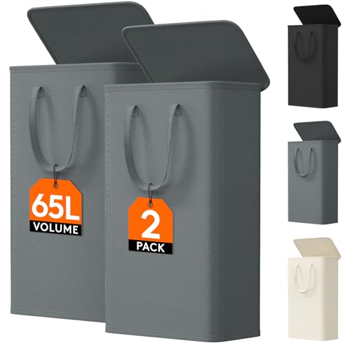 Lifewit 65L Slim Laundry Hamper, Small Laundry Basket with Lid, Dirty Narrow Collapsible Clothes...