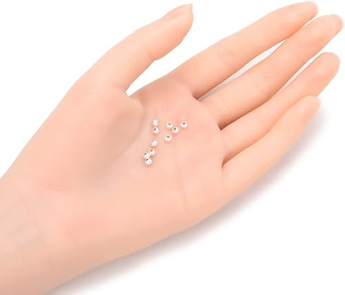 Miniatura 5 de CF43-3 - 1000 cuentas pequeñas de metal redondas chapadas en plata de latón chapado en plata de 0.118 in (0.12 pulgadas) para fabricación de joyas y