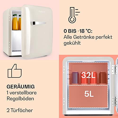Klarstein Mini Kühlschrank mit Gefrierfach und Retro-Design