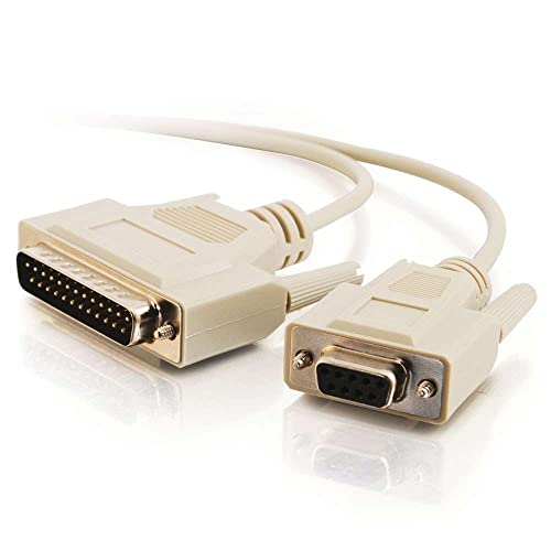 C2G 03023 DB25 Male to DB9 Female Serial RS232 Null Modem Cable, Beige (25 Feet, 7.62 Meters)