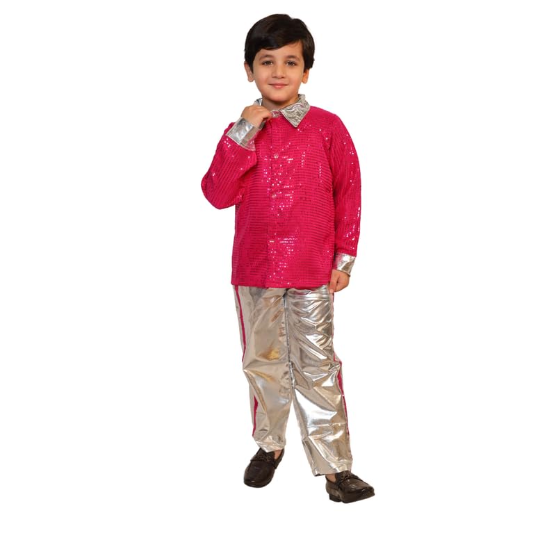 Image of Kaku Fancy Dresses Western Disco Outfit for Kids Sequin Shirt with Shining Pants for Annual Day Programme