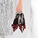 Susanny Burgundy Slingback Kitten Bow Heels for Women Dress Shoes Low Sexy Heel Closed Pointed Toe Elegant Wedding Pumps Party Evening Prom Dance Ankle Strappy Comfortable Shoes 6.5