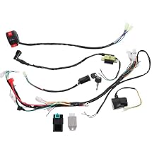 ATV Wire Harness Kit with Cdi Ignition Coil Full Set for 50-110cc Off-Road Motorcycle, ATV Electrical Replacement Accessories for Powersports Vehicles