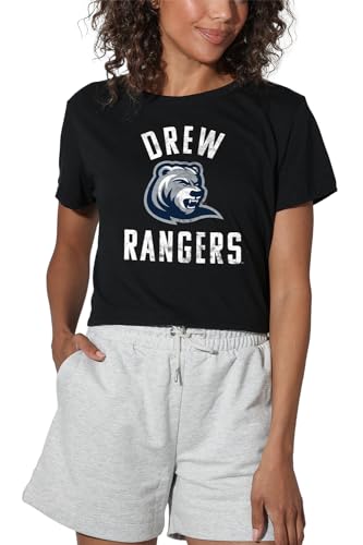 Drew University Official Rangers Logo Women's Crop Top T-Shirt, Black, X-Large
