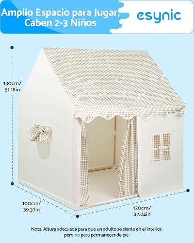 Miniatura 7 de Esynic Tienda De Campaña Para Niños Casa De Juegos Infantil Con Luces Led Playhouse Montaje Fácil Estructura Metálica Casita Infantil Plegable Interior Exterior Para Dormitorio Jardín