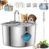 Pawdrate Dog Water Fountain, 3.2L/108oz Pawdrate Filtered Water Fountain, Super Quiet Smart Pet Filtered Water Fountain, 304 Stainless Steel Pawdrate Dog Fountain (1Pcs+2 Filter, Standard)