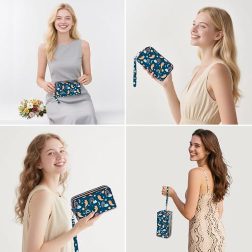 Image of BIAOTIE Large Capacity Wristlet Wallet - Women Printed Nylon Waterproof Handbag Clutch Purse
