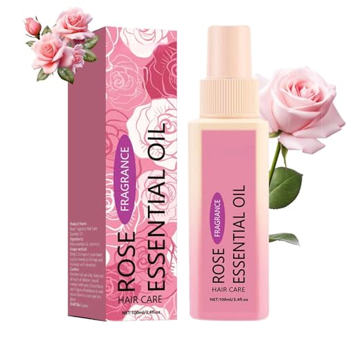 Rosen-Essenz-Haaröl, natürliches Haaröl, für Kräuselkontrolle, Glanz und Spliss-Reparatur, pflegt geschädigtes Haar, um Haarausfall zu verhindern, für krauses, trockenes Haar und Kopfhaut, 100 ml