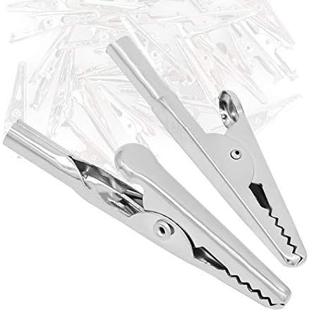 50PCS 2IN/51mm Metal Alligator Clip Test Line Crocodile Clip Silver Tone Nickel Plated Crocodile Clamps for Laboratory Electric Testing Work and Cable Lead Clip