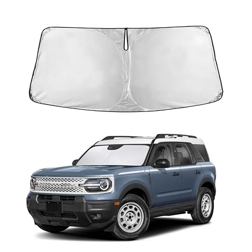 Image of EcoNour Windshield Sun Shade Compatible for Ford Bronco Sport 2021-2026 | SUV Front Window Sunshade | Foldable Sun Visor Protector | UV & Heat Blocking | Keeps Interior Cooler