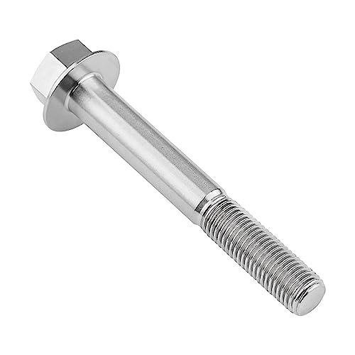 Image of Ti Screws M10 x 20 25 30 35 40 45 50 55 60 65 70 75 80 90 100mm 1.25 Pitch Titanium Flange Hex Bolt Pack of 4 (Silver, M10x100mm)
