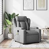 KHNLGFR Dark Grey Fabric Manual Recliner Chair with 6 Massage Points, 135 Degree Tilt, Vibration Function, Cup Holders and Side Pocket