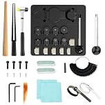 GAXPAK 30pcs Ring Bending Tool Set for 12/14/16/18/20/22mm, Earring Bending Machine Press Machine Jewelry Making with Ring Bender Measuring Tool Ruler Polishing Rod Rubber Hammer (Black)