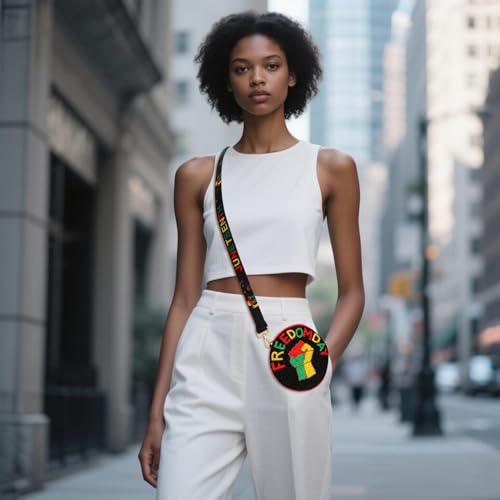 Image of Juneteenth Purse for Women Beaded Afro Freedom Crossbody Purse Shoulder Bag Black History Month African Outfit Gift
