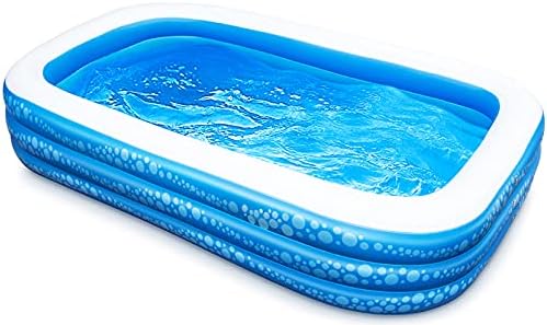 Inflatable Swimming Pool, Hesung 118" X 69" X 21" Full-Sized Family Kiddie Blow up Pool for Kids, Adults, Baby, Children, Thick Wear-Resistant Big Above Ground, Garden, Backyard Water Party for Age 3+