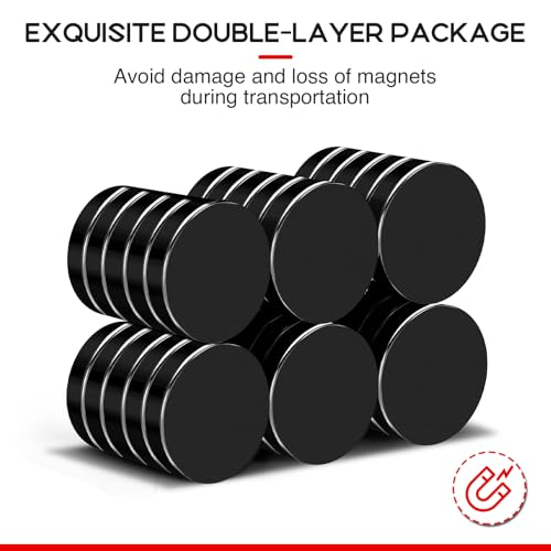 Image of 30Pcs Small Magnets, 18x3mm Round Black Refrigerator Magnet | Fridge Magnets for Crafts Kitchen