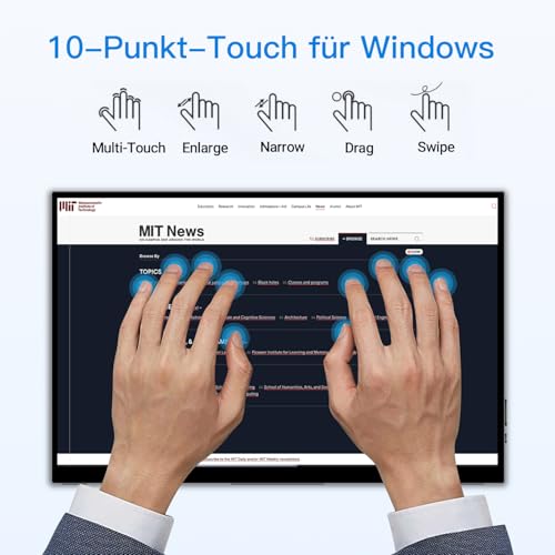 CAPERAVE Tragbarer Monitor Touchscreen, 15,6-Zoll-FHD-IPS-Touchscreen mit gehärtetem Glas, Reisemonitor mit Ständer und Lautsprecher, HDMI USB C Externer Monitor für Windows-Laptop-PC