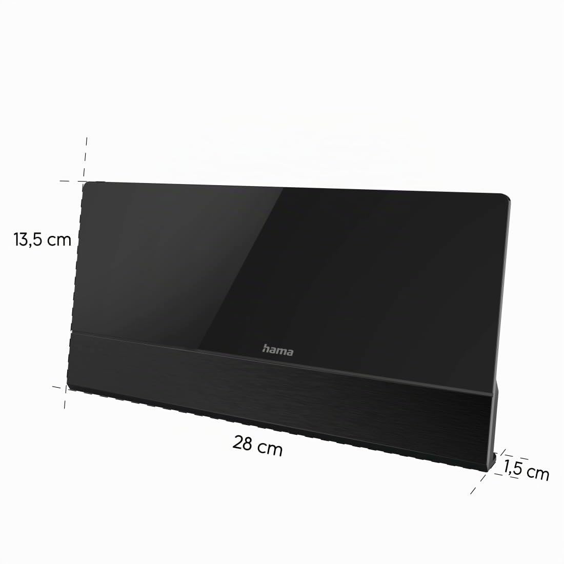 Hama Antenna da camera "Premium", attiva (ricezione di DVBT, DVBT2, antenna da camera per TV, guadagno automatico, filtro LTE 5G, piatto, alimentazione tramite USB), colore nero