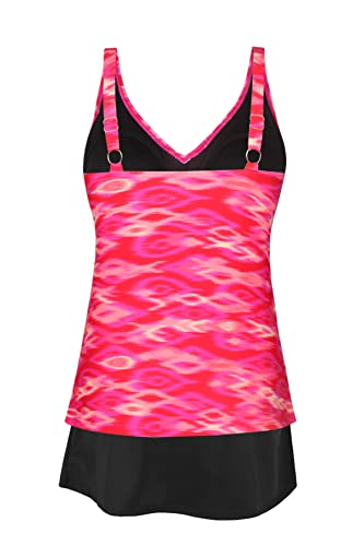 JINXUEER Women’s Plus Size Swimwear Floral Tankini Set Ruched Modest Two Piece Skirt Swimsuit
