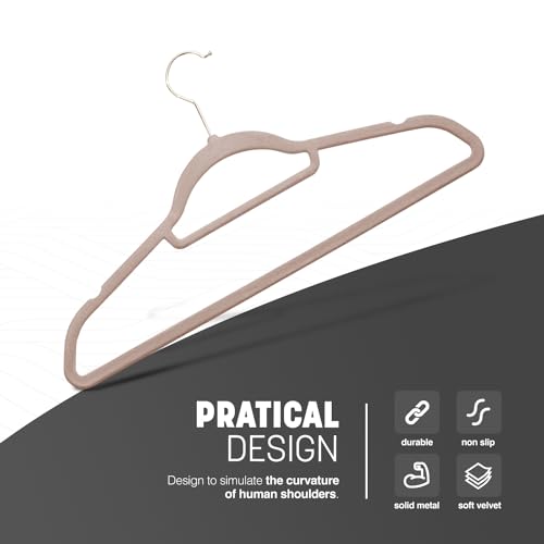 KEPLIN Velvet Hangers 30 Pack - Non-Slip Clothes Hangers with Tie Bar & 360° Hook - Durable & Sturdy, Space-Saving Wardrobe Organisers for Suits, Jackets & Clothes- Home Storage Solution (Blush Pink) - Image 2