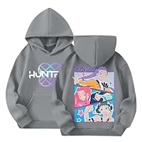 Générique Sweats à Capuche K Pop Demons Hunters Merch pour Fille Imprimés Huntrix Huntr/X Rumi Mira Zoey Pull à Manches Longues K Pop Hauts Décontractés Hoodie Unie Filles Garçons