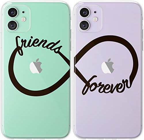 Mertak Couple Cases Compatible with iPhone 14 13 Pro Max 12 Mini 11 SE Xs Xr 8 Plus 7 6s Infinity Loop Black Cute Silicone Best Friend Slim Sorority Design Clear Matching Friendship Besty Simple Girls