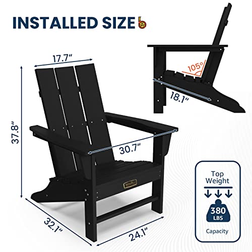 Serwall Modern Adirondack Chair, Oversized Hips Adirondack Chair -Black #TOP2