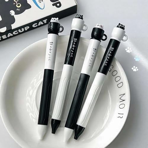 Set de 4 bolígrafos gel negro con diseño gatito kawaii miniatura 4
