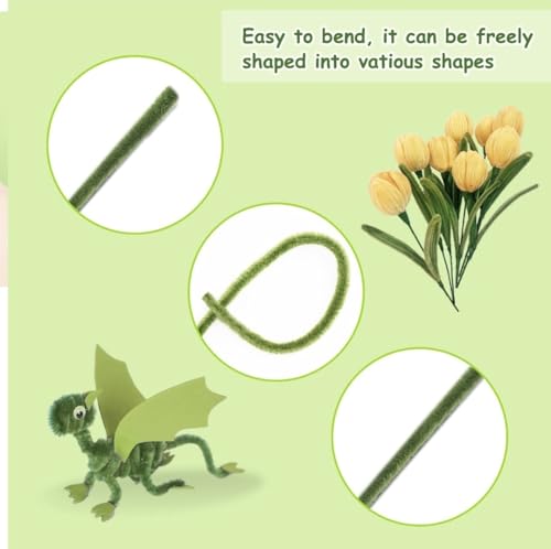 Image of Pipe Cleaner 12 inch: Olive Green Color : 100pcs : for HobbyCrafts, Scrapbooking, DIY Accessory