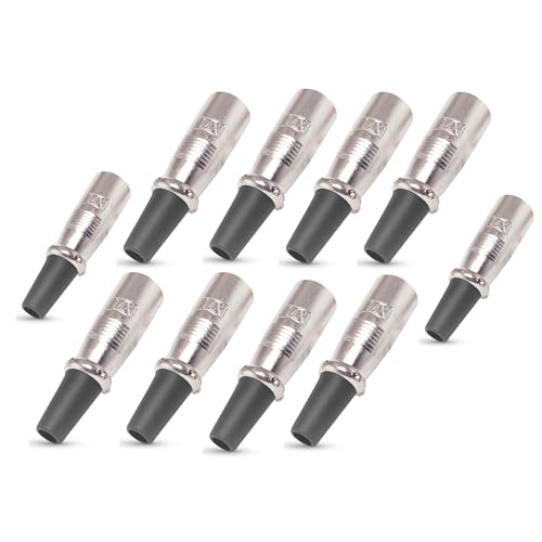Image of MX 3 Pin XLR Microphone Connector pin Pure Copper Nickel Plated Pins1 for High Conductivity microphone (4-Pin XLR Male, Pack of 10, Male Connector)