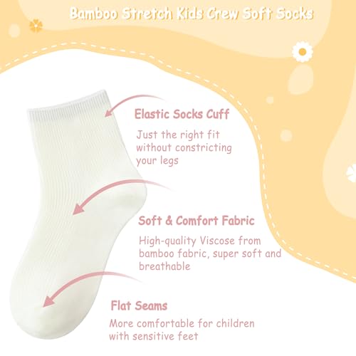 SERISIMPLE Viscose Bamboo Stretch Kids Ankle School Kids Crew Socks Breathable Boy Girl 5 Pairs2