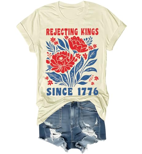 Rejecting Kings Since 1776 Shirt Vintage Patriotic Floral No Kings Shirt