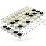 Threehoney 2 Pcs 35-slot Acrylic Cup Drawer Organizer, Clear Coffee Pod Holder for Countertop Hold 70 Pod Storage, Cup Organizer Tray for Kitchen and Office