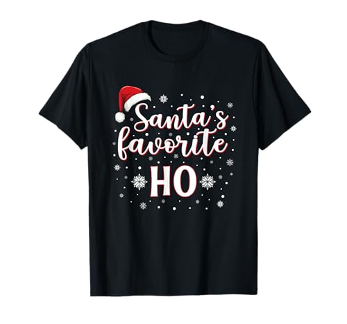 Santa's Favorite Ho Funny Christmas Xmas Santa Hat Camiseta