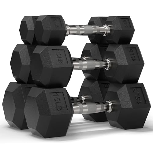 Image of Mikolo Dumbbell Sets with Rack, Rubber Hex Dumbbells, Multiple Choices in 160 /200 /380 /450 /550LB, Hand Weights with Chrome Handle for Strength Training