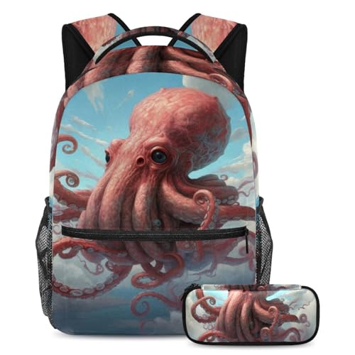 Ensemble cartable pieuvre sac à dos grand volume et trousse fille garçon