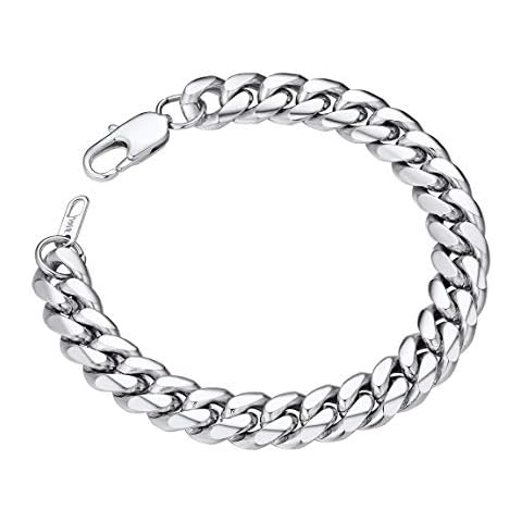 Mens Chain Bracelet Stainless Steel Curb Chain Bracelet Men 10MM 19CM Wrist Chain Cover