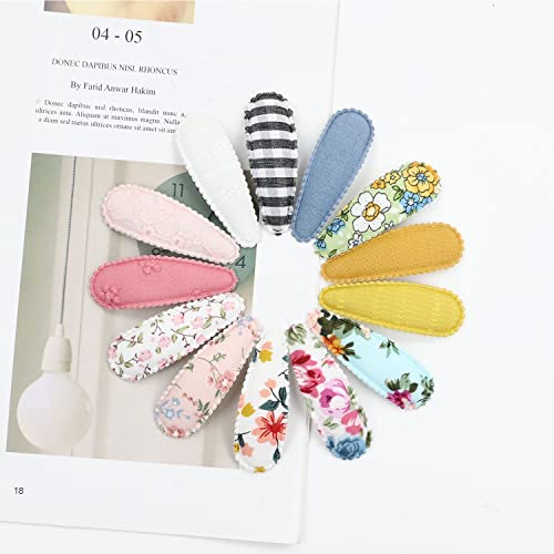 Insowni 40 Pieces 20 Colors In Pairs Solid Striped Floral Cloth Fabric Lined Non Slip Wrapped Snap Hair Clips Cute Small Barrettes Fine Thin Hair Pins Accessories For Baby Toddlers Kids Little Girls #TOP4