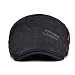 VOBOOM Men Cotton Adjustable Newsboy Beret Ivy Cap Cabbie Flat Hat (Black)